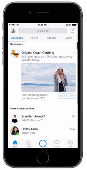 reklama w messengerze - przykład