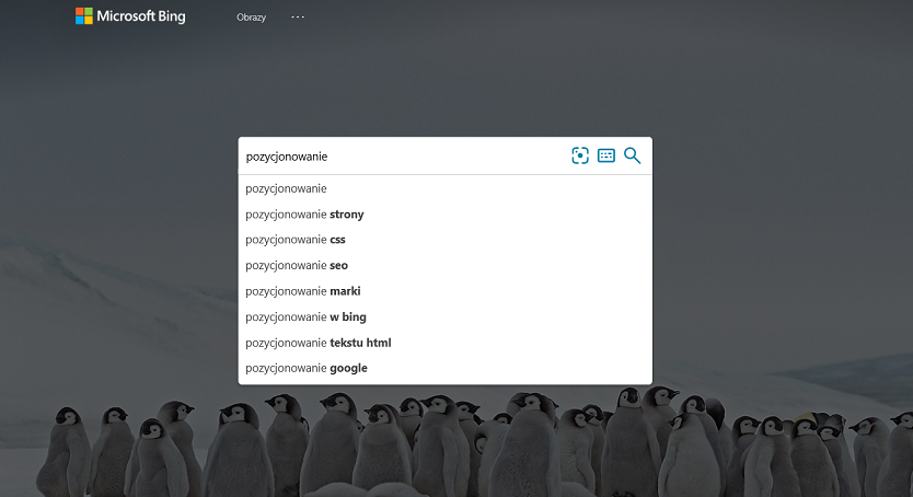 bing - autouzupełnianie