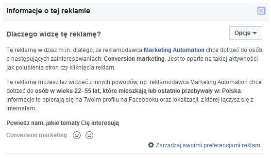 Facebook reklama - przykład 2