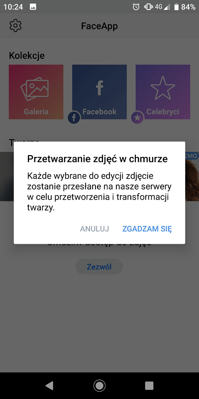 FaceApp – dostęp do zdję