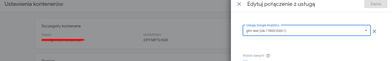 Edycja połączenia z usługą
