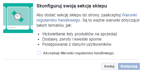 sklep na facebooku - konfiguracja