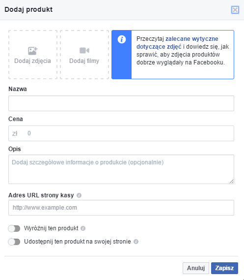 sklep na facebooku - konfiguracja 4