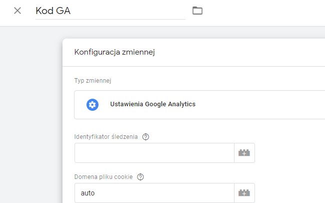 Konfiguracja zmiennej