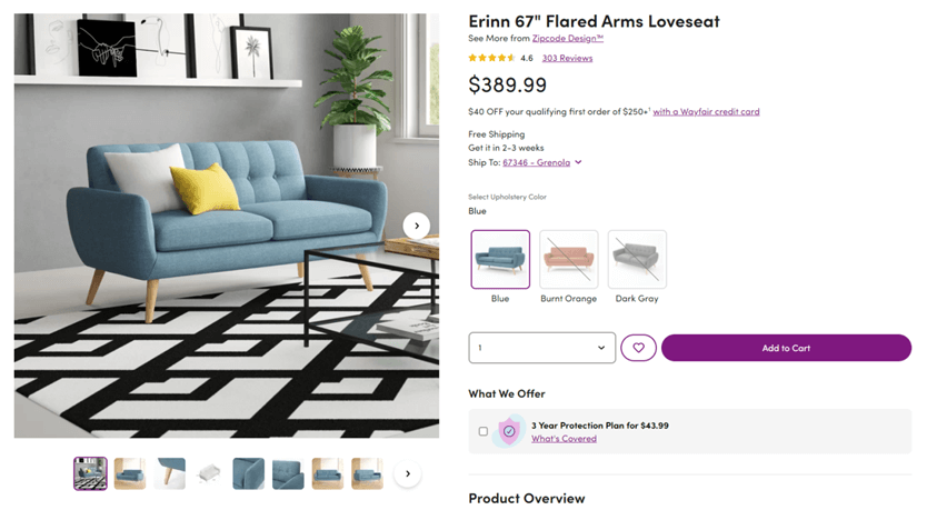 Karta produkt przykład