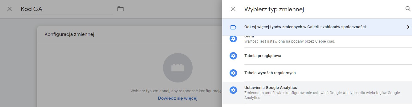 Wybierz typ zmiennej