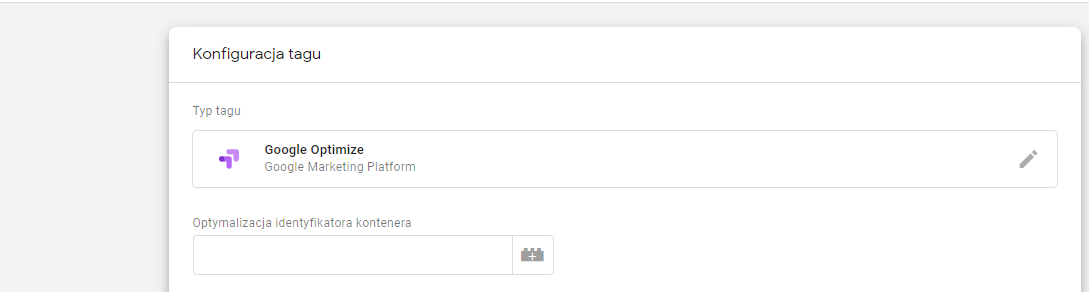 Konfiguracja tagu optimize