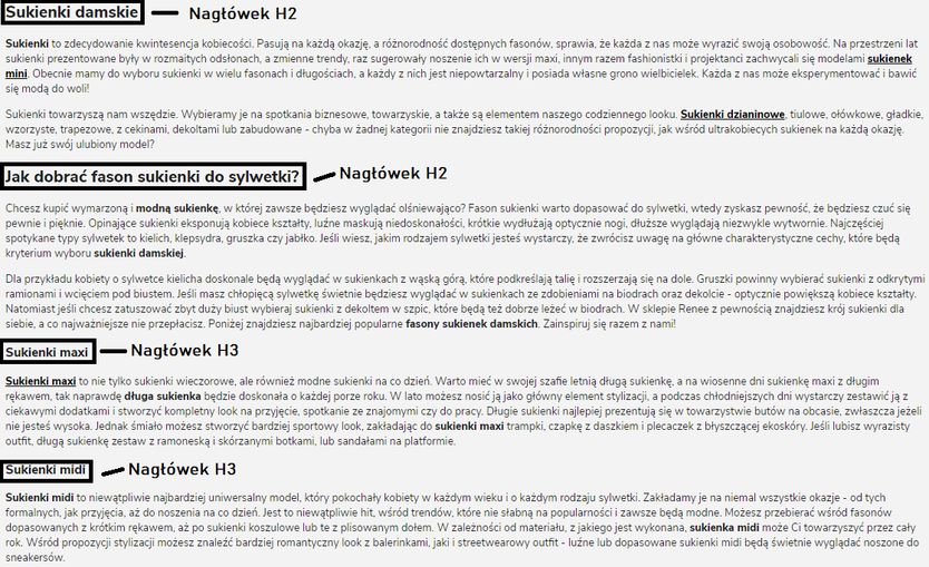 nagłówki na stronie internetowej