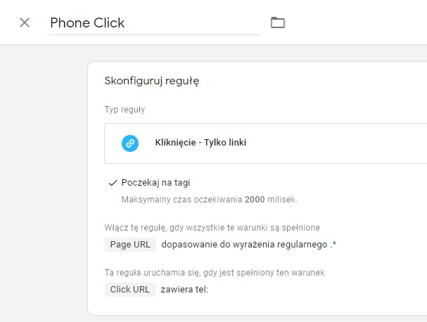 Konfiguracja reguły