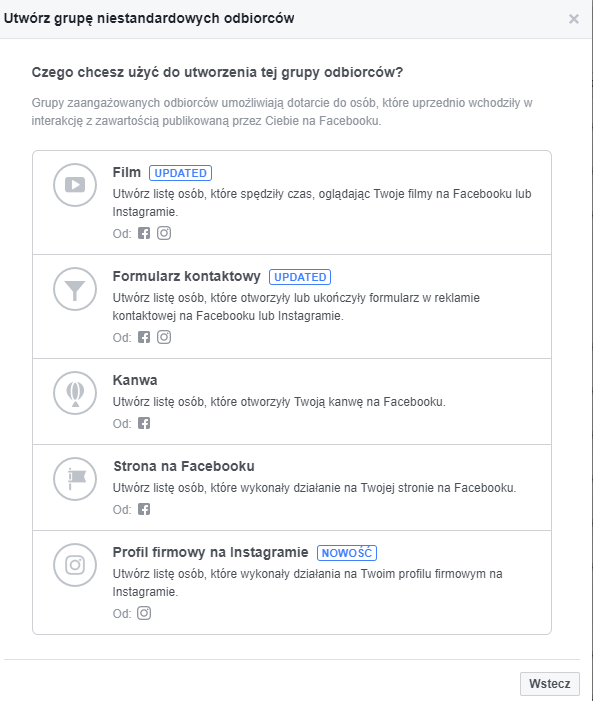 Menedżer reklam Facebooka - reklama na Instagramie 4