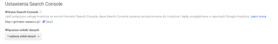 Search Console Ustawienia