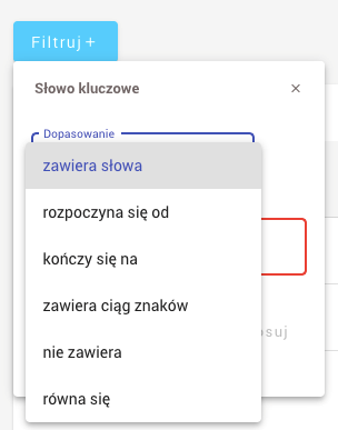 filtr słowo kluczowe senuto