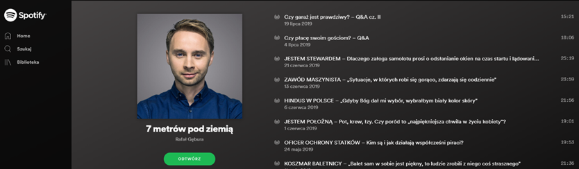 Kanał „7 metrów pod ziemią” na Spotify