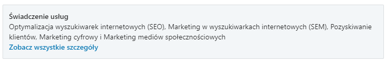 Świadczenie usług LinkedIn