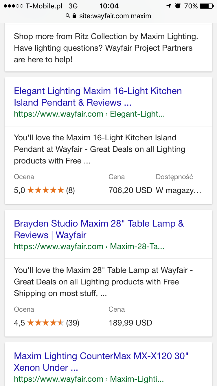 wayfair w google wersja mobile