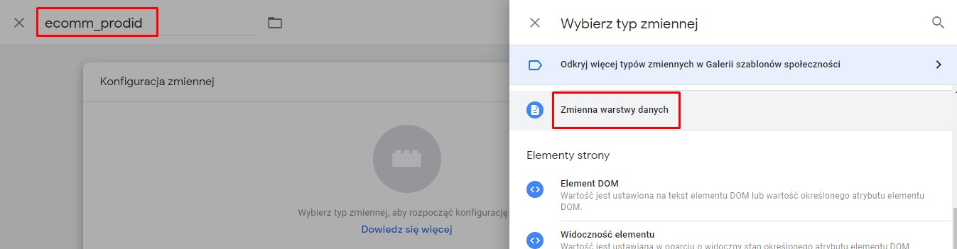 Zmienna warstwa danych