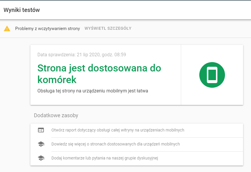 Wyniki testów