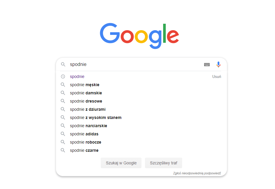 wyszukiwania w google