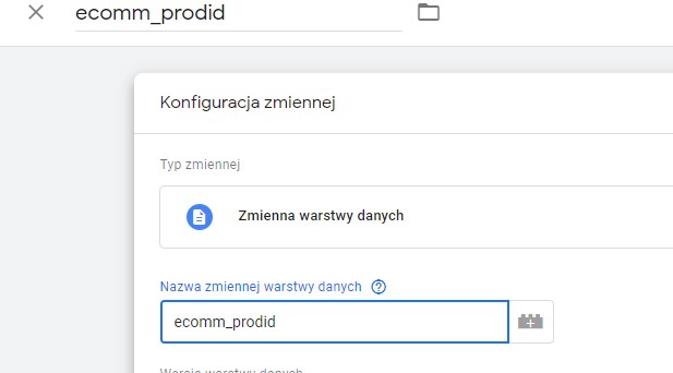 Ecomm konfiguracja zmiennej