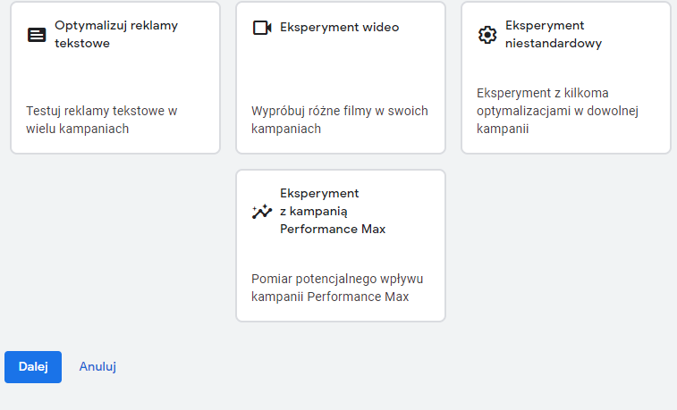 Eksperymenty Google Ads