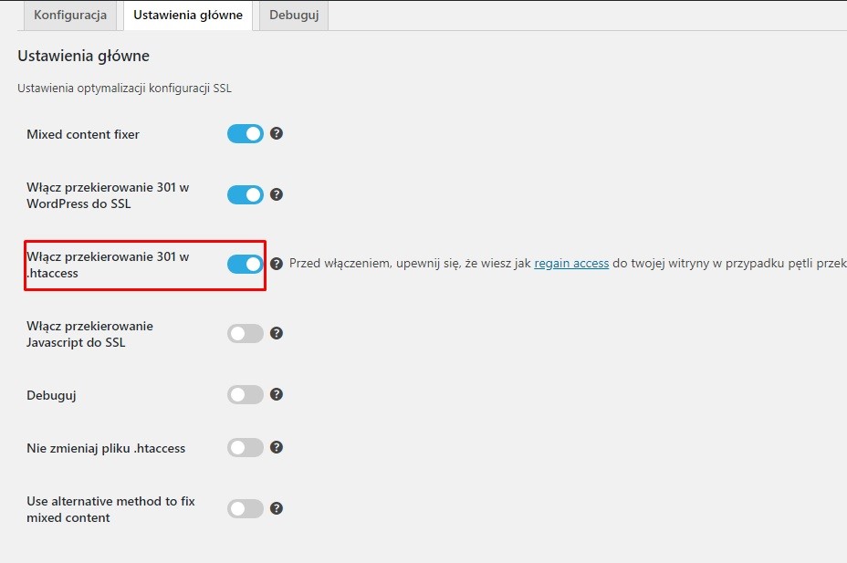 Włącz przekierowanie