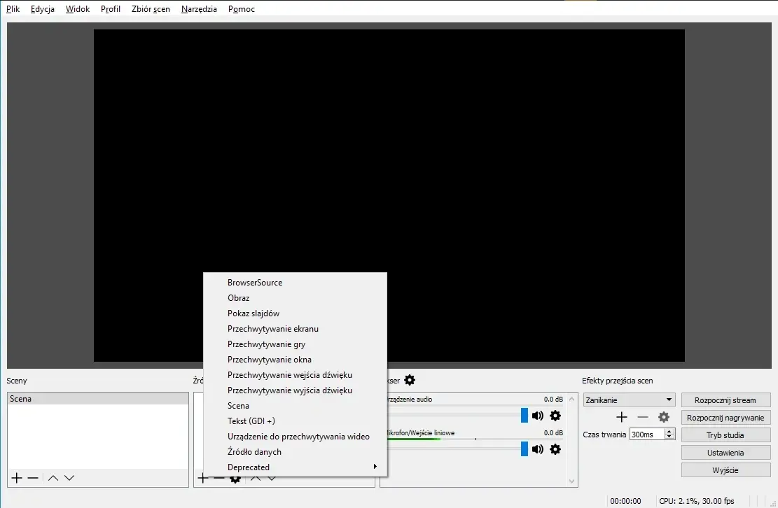 program OBS facebook live 2