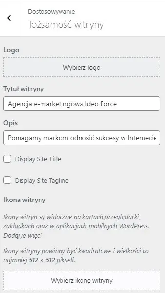 Ustawienia Favicon