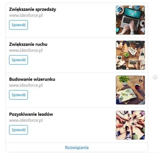 messenger chatbot - hiperłącza