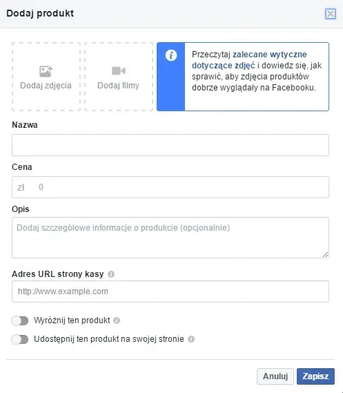 sklep na facebooku - konfiguracja 4