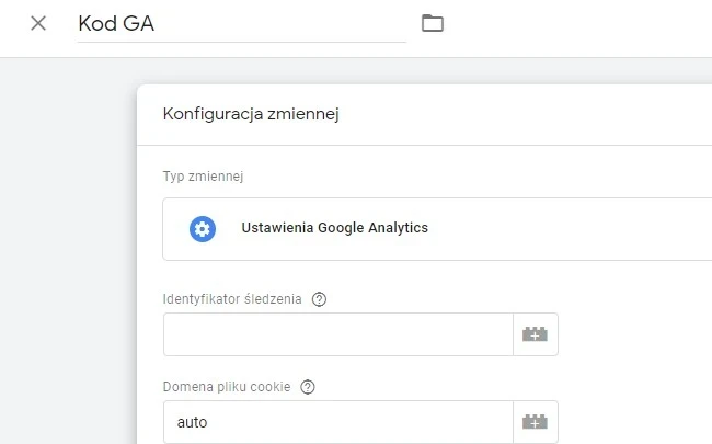 Konfiguracja zmiennej