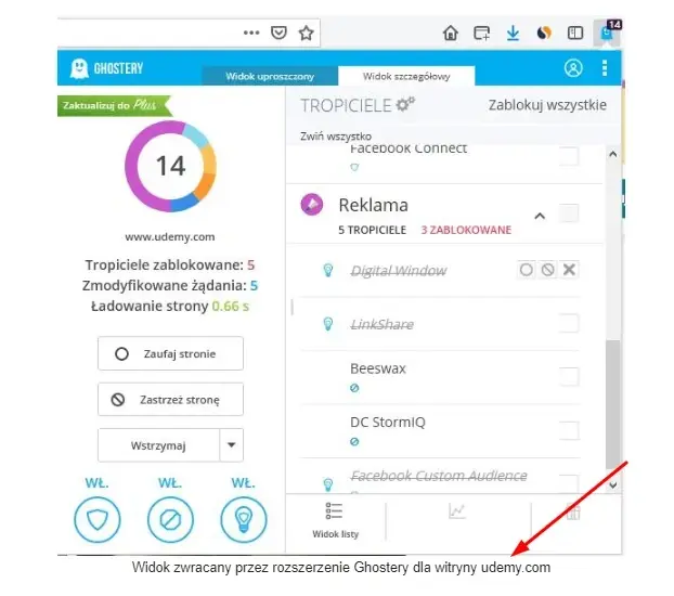 Ghostery widok