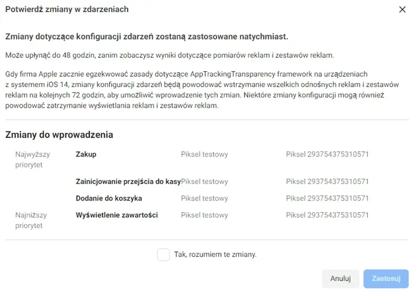 Potwierdzenie zmian