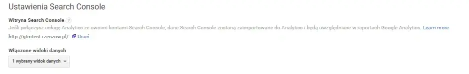Search Console Ustawienia