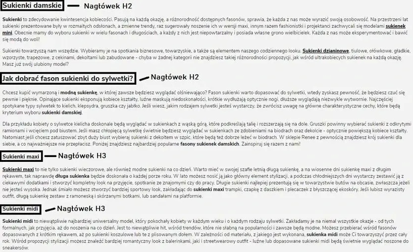 nagłówki na stronie internetowej