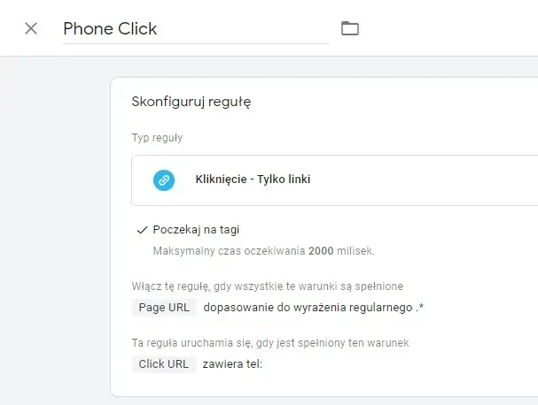 Konfiguracja reguły