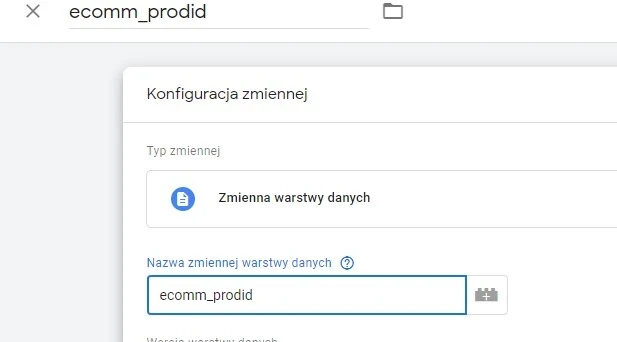Ecomm konfiguracja zmiennej