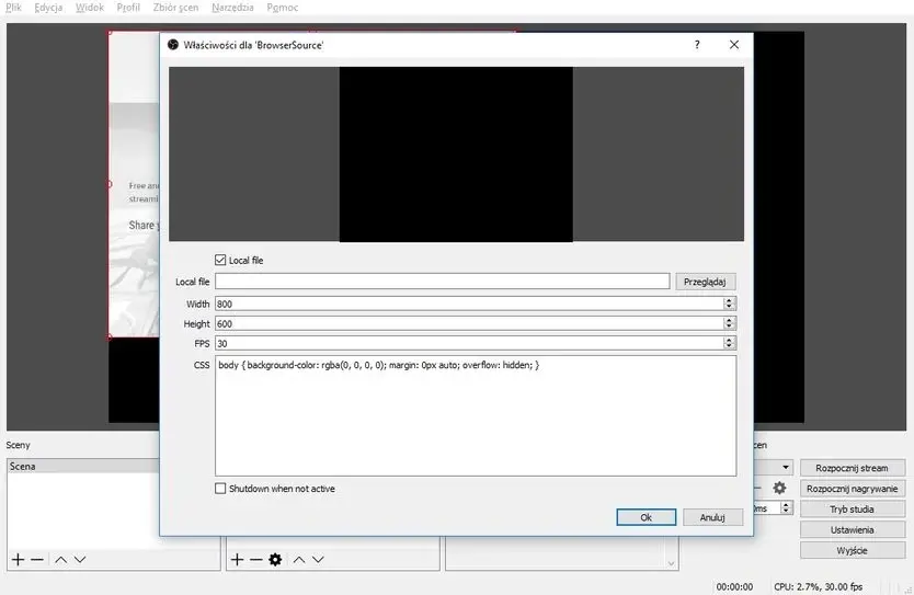 program OBS facebook live 4
